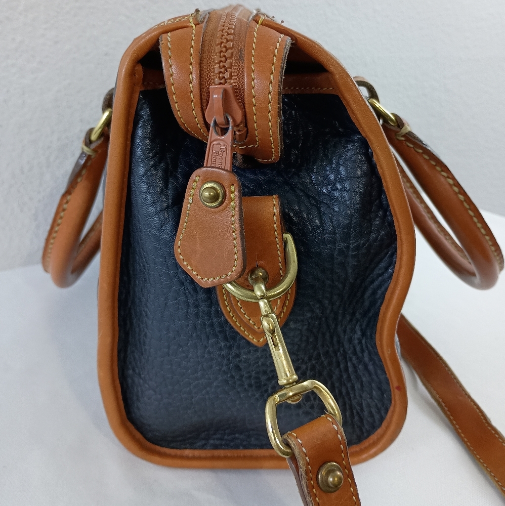 Dooney & Bourke Vintage AWL Navy Zip Top Large Satchel Crossbody - Picture 4 of 12